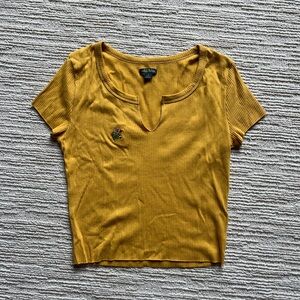 Flower bouquet embroidered yellow baby tee